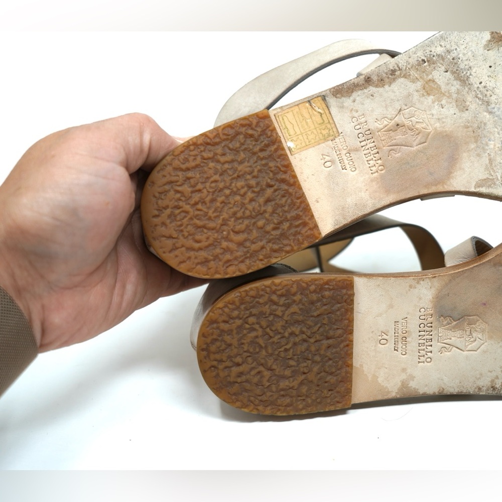 Brunello Cucinelli Leather And Python Sandal Size… - image 6